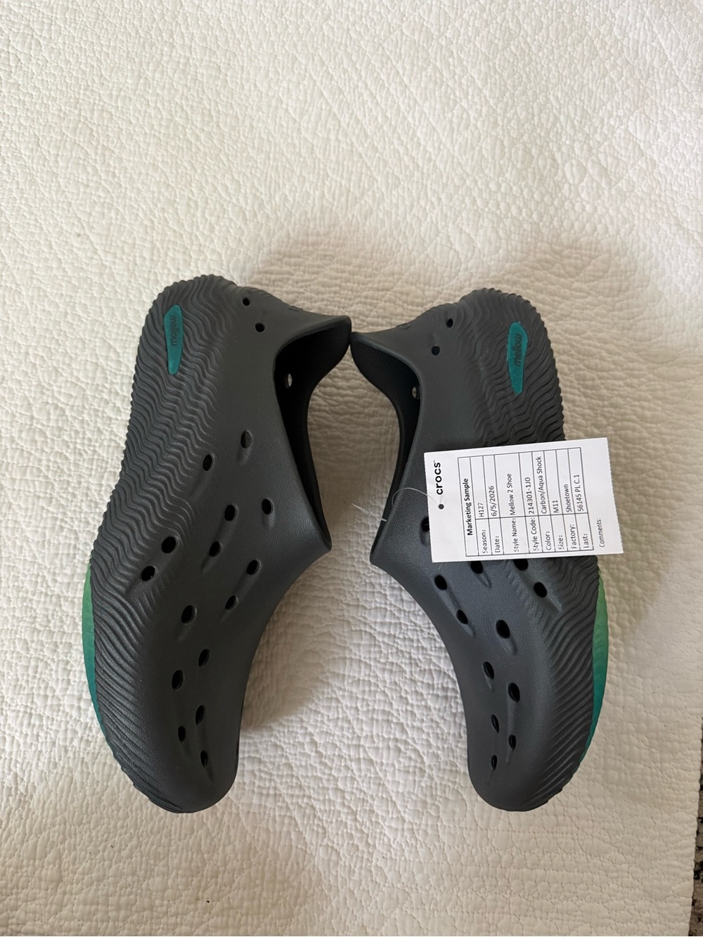 Crocs Mellow 2 Shoe Carbon/Aqua Shock M11 Marketing Sample